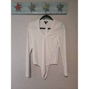 Drew White Ribbed Body Suit